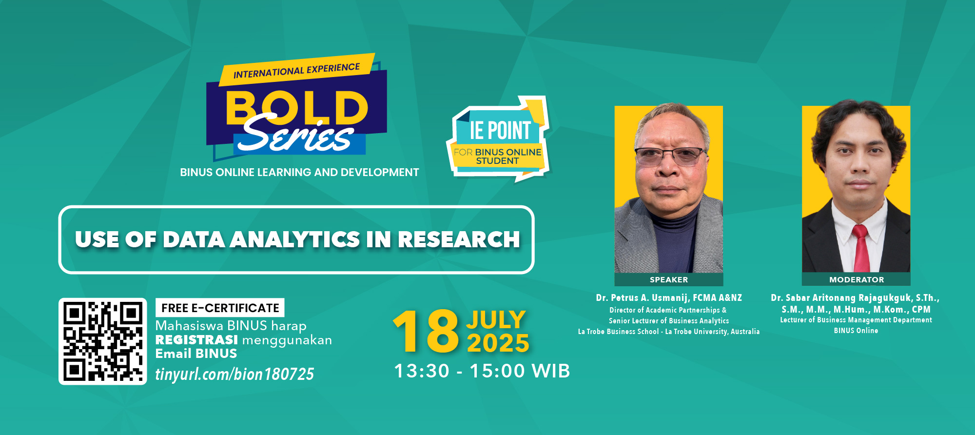 BOLD SERIES International Experience – Use of Data Analytics in Research
